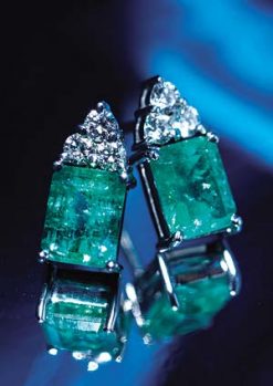 Emerald, Diamond and 18ct Gold Earrings from Hatton Garden