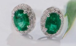 Stunning emerald and diamond cluster earrings from Hatton Garden