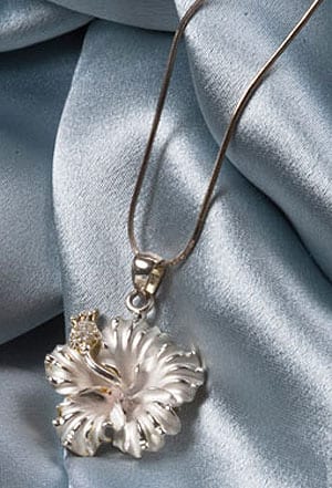 Sterling Silver Hibiscus Pendant and Chain