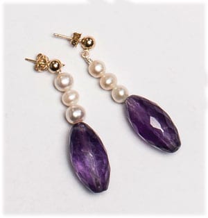 Gorgeous new Kismet Earrings in amethyst, natural pearls and silver