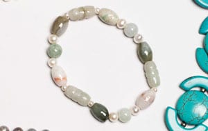 Vintage jade  and natural pearl Maya Bracelet