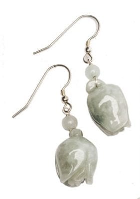 Unique and beautiful Burmese jade and silver Myanmar Rosebud earrings