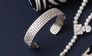 Superb woven sterling silver and diamond bangle from the fabulous Natte Collection