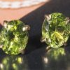 Elegant peridot and 14ct gold large stud earrings: save £331