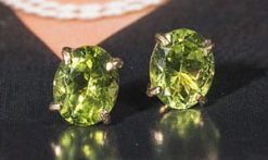 Elegant peridot and 14ct gold large stud earrings: save £331