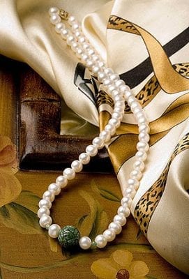 Pearl and Burmese Jade Necklace