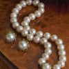 Magnificent Ariadne large pearl necklace with white gold and diamonds