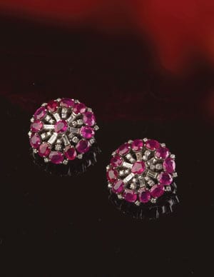 New Hatton Garden Collection: Large Burmese ruby, diamond and 18ct gold earrings