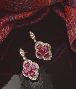 New Hatton Garden Collection: Precious Burmese ruby, diamond and 18ct white gold earrings