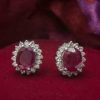 Classic 1.62 carat Burmese ruby and diamond cluster earrings set in 18ct white gold