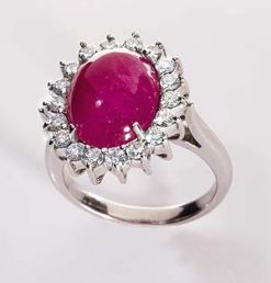 Exceptional Large Ruby and Diamond Helena Ring from Hatton Garden
