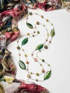 Spring Song green agate and pearl necklace