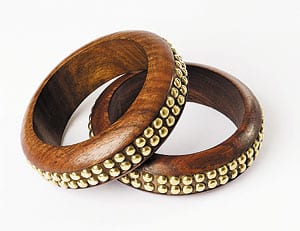 Brass-studded wooden bangle