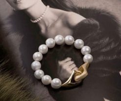 Sensational new Couture Bracelet in large 14-15mm natural cirque pearls and gold