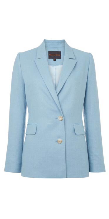 Really Wild linen double breasted jacket in blue bell and primrose save ...