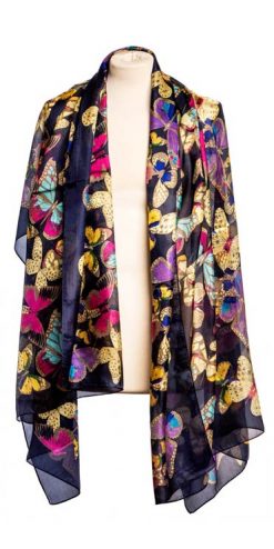 Romantic new English Garden Silk Stoles: the elegant Black Silk Butterfly, a snip at only £29! Sold out