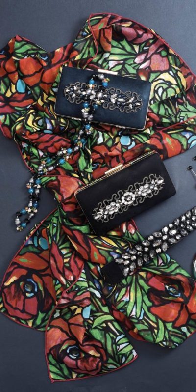 Art Nouveau Tiffany silk chiffon stole by Fox & Chave