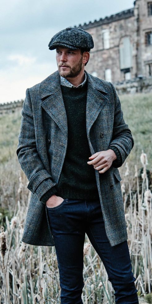 Scottish Harris Tweed Wool Coat, Save 