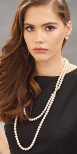Refined and elegant long double-strand necklace of more than 200 pearls is 32in, matinee length: superb jewels to treasure