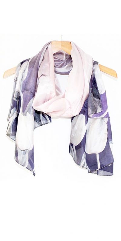 New season style: O'Keeffe the muse for chic oversize pure silk chiffon Smart Art stole, Tulips: Exclusive Members' price of only £29