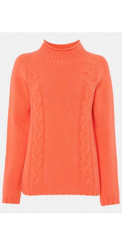 Really Wild—as worn by Kate, HRH Princess of Wales: Cashmere Lambswool Cable Crew in Coral: sadly, currently unavailable - Image 2