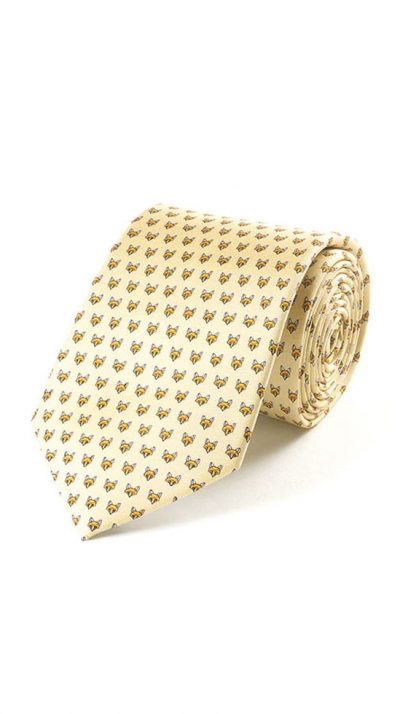 The sporting gentleman's tie, naturally elegant pure silk Fox on Lemon Tie by Bryn Parry for Fox & Chave