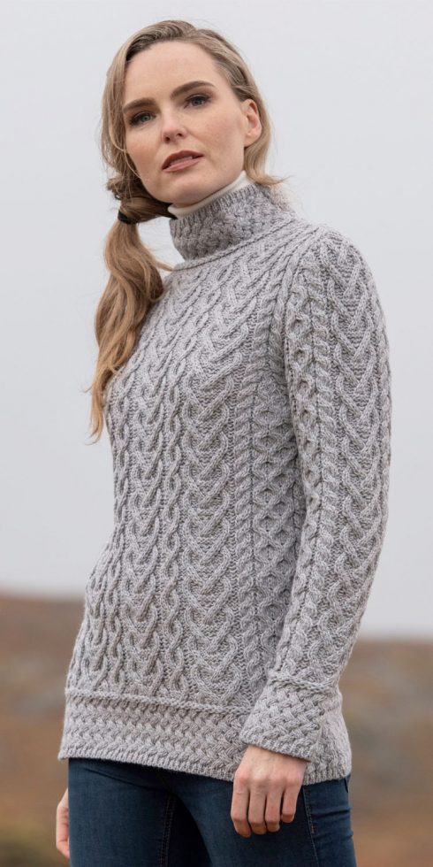 The Hearts, Luxurious High Neck Cable Knit in Pure Merino Wool by ...