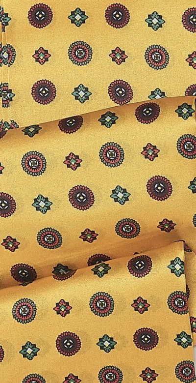 Tootal silk scarf: best price for this elegant, sophisticated aviator silk scarf in gold with medallion pattern: still made by Tootal from the original brand archive - Image 2