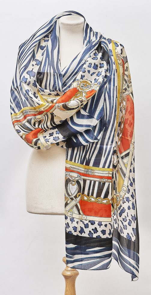 Stunning equestrian inspired large Briglia Stole in pure silk chiffon from the new Zaza Collection: versatile and perfect edit in the new season colours - Image 2