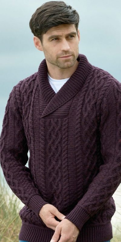 Stylish Shawl Collar Sweater for your Favourite Fashionable Man in 100% Aran Knit Merino Wool: new colours, just arrived - Image 2