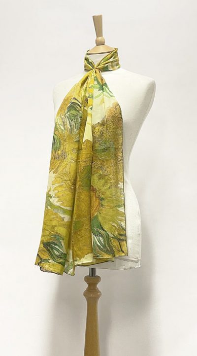 Exquisite Van Gogh Sunflowers in pure silk chiffon from the new Fine Art Collection