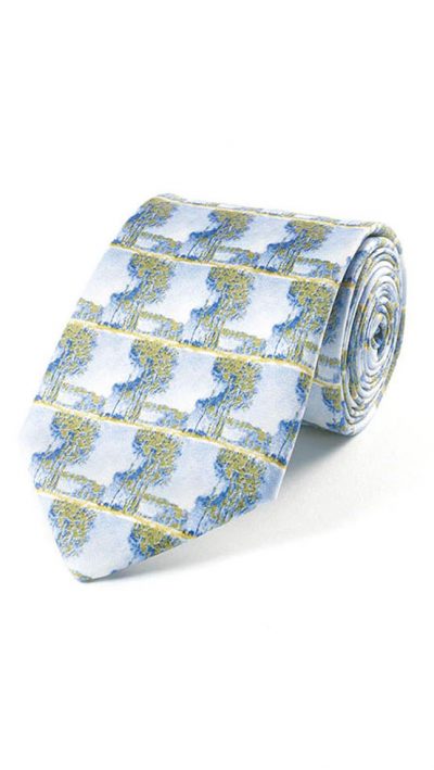 Fox & Chave Monet Poplars Silk Tie: best price for this dreamy pure silk tie inspired by the Impressionist masterpiece depicting the River Epte, Giverny: high quality silk, hand finished