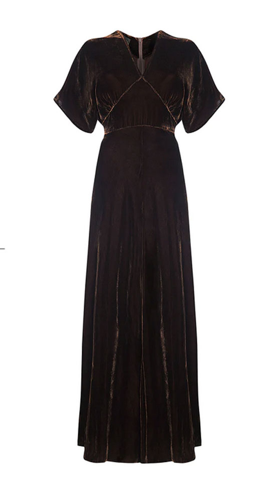 Fabulous floor-sweeping chocolate silk velvet Aurora Maxi Dress for the ...