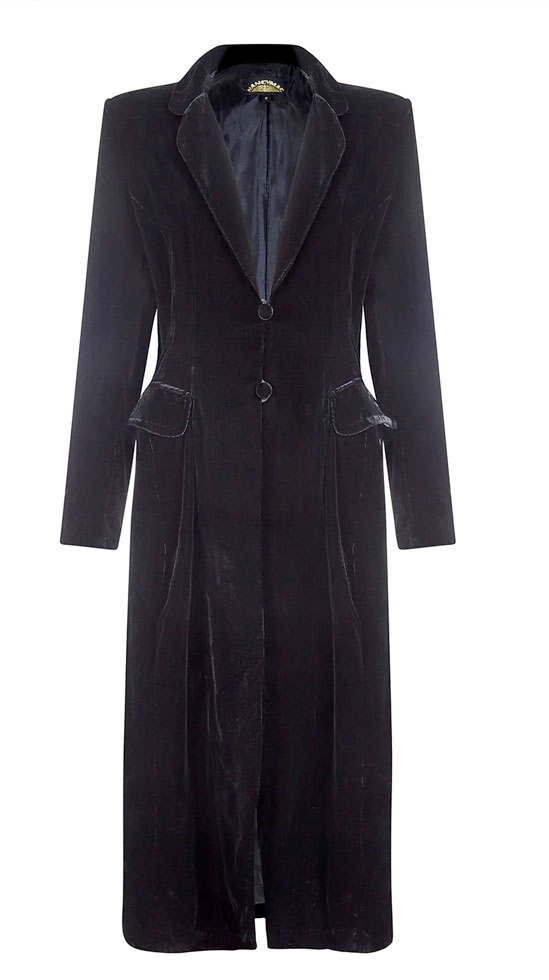 Nancy Mac Vivienne coat in jet black velvet for all your elegant ...