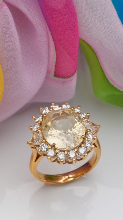 The Sunburst Ring: Large 10.67 Carat Natural Yellow Sapphire, Diamond and 18ct Yellow Gold from the new Secret Garden Collection from Hatton Garden