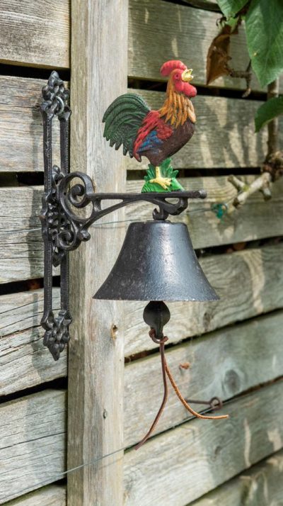 Rooster Bell by Ascalon Design: for a cockadoodle-doo welcome to farms and gardens, stable yards and more, this charming bell beats an electric doorbell into a cocked hat