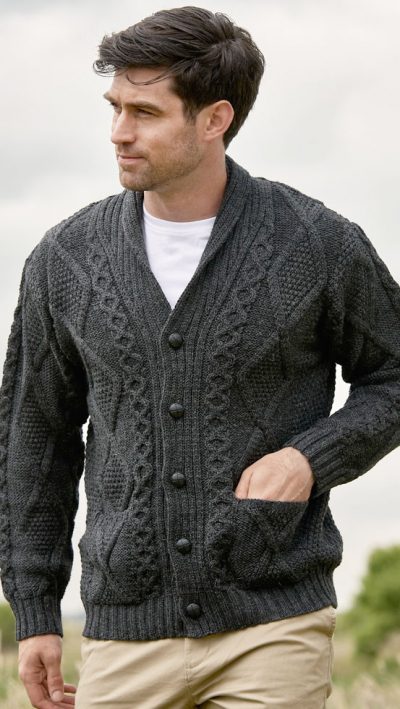 From fisherman’s knit to front row fashion: the Aran cardigan returns as the quintessential men’s layer in 2025: and here's Members' current favourite, the Kerry Aran button cardigan by West End Knitwear - Image 2