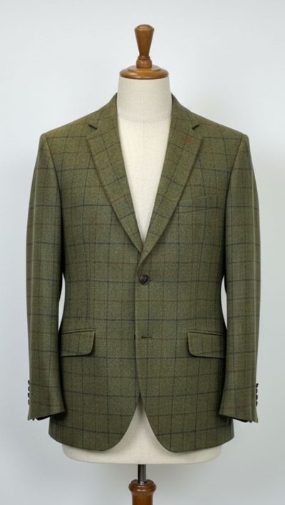 Gurteen Esquire 1784: best price for this beautiful, well-cut, pure wool jacket in moss green with burgundy and navy overchecks - Image 3