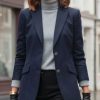 Elegant, feminine, the perfect classic ladies' pure wool navy single-breasted blazer tailored by Magee 1866