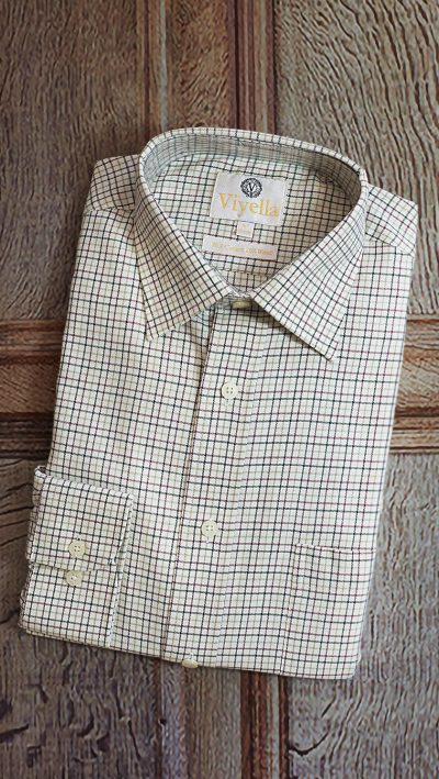 Viyella Tattersall Check Shirt: best price for this top quality British design classic 80/20 Mini Check in finest cotton and Merino wool: white with multi-colour checks