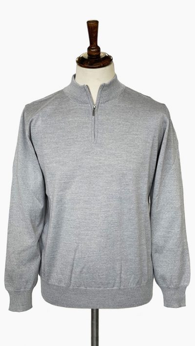 Massoti Italian knitwear: stylish quarter zip jumper in the very best 100% extrafine Australian Merino, designed and made in Italy: at our exclusive half price!