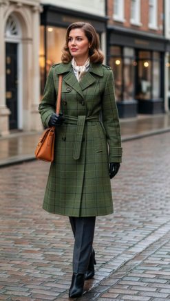 Wool tweed trench coat at CountryClubuk.