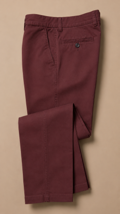 Gurteen Longford tailored autumn chinos in cranberry