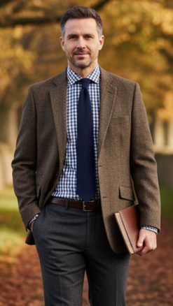 Magee of Donegal jacket in brown herringbone at CountryClubuk best price