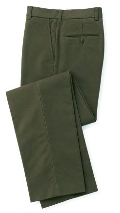 Gurteen Epsom pure cotton moleskin trousers in Dark Olive