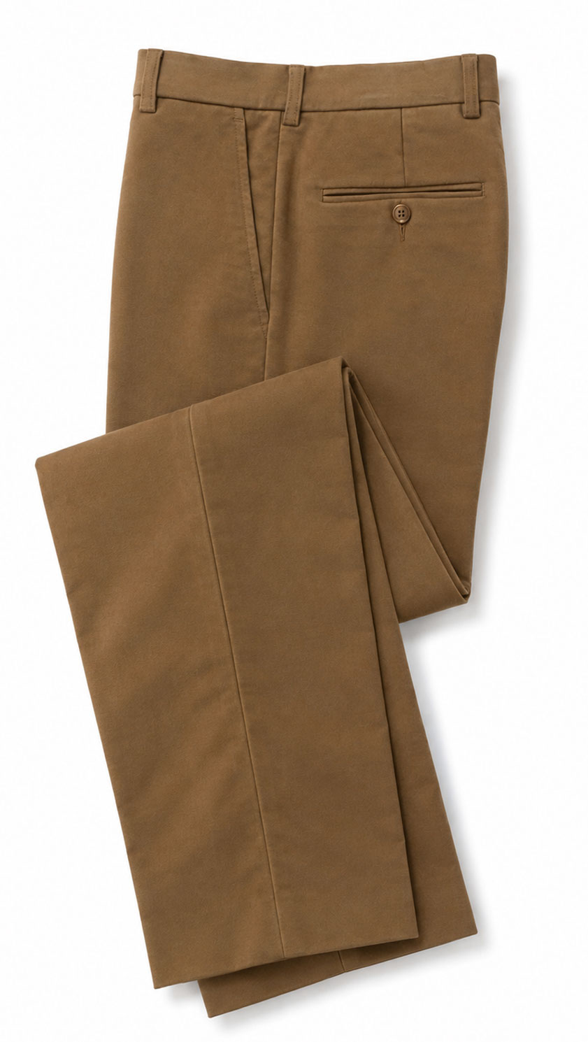 Gurteen Epsom pure cotton moleskin trousers in Camel