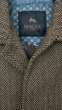 Alternative view of Magee 1866: best price for this stylish, smart Erne coat in a beautiful thick handwoven lambswool Donegal brown herringbone tweed: warmth and style combined