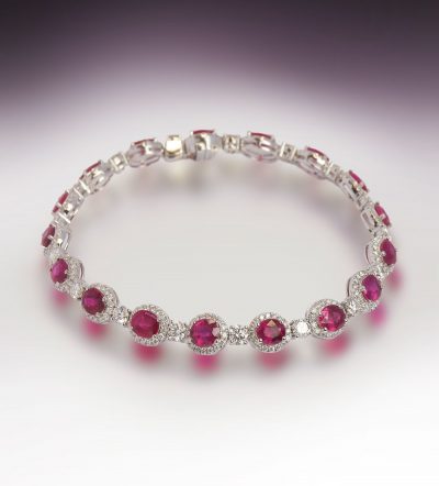 Sensational Natural Burmese Ruby and Diamond Bracelet in 18ct White Gold from London's Hatton Garden - Image 2