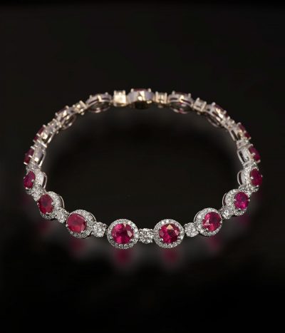 Sensational Natural Burmese Ruby and Diamond Bracelet in 18ct White Gold from London's Hatton Garden - Image 3