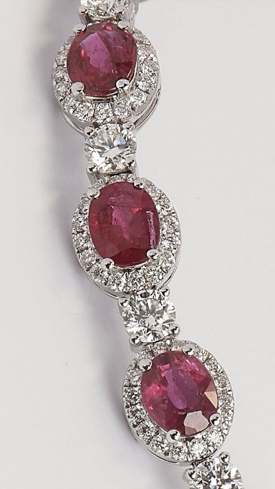 Sensational Natural Burmese Ruby and Diamond Bracelet in 18ct White Gold from London's Hatton Garden